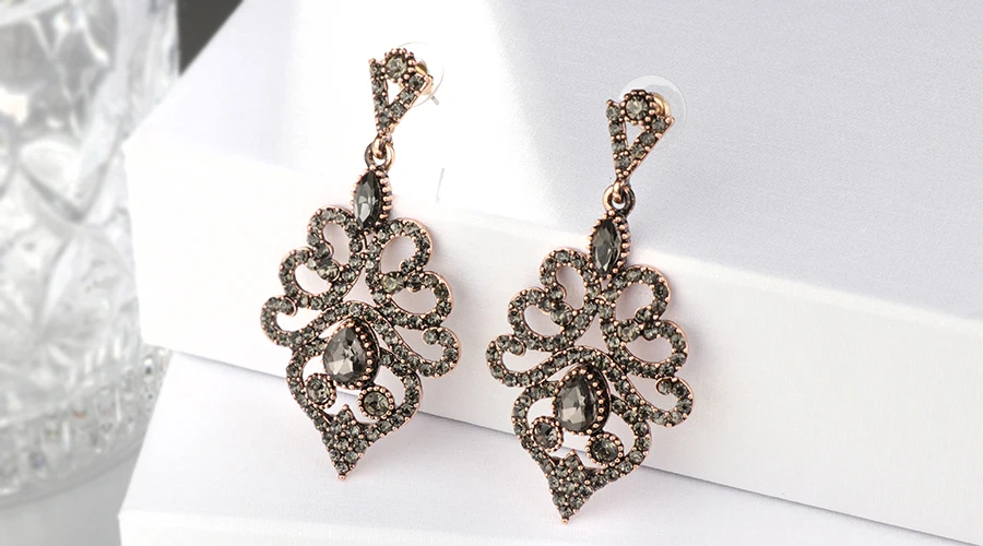 Kinel New 585 Rose Gold Women Long Earrings Round White Natural Zircon Dangle Earrings Luxury Fine Gift Casual Fashion Jewelry