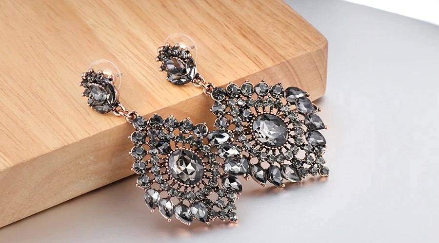 Kinel New 585 Rose Gold Women Long Earrings Round White Natural Zircon Dangle Earrings Luxury Fine Gift Casual Fashion Jewelry