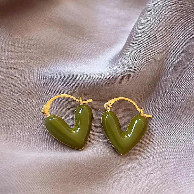 2025 New Design French Romantic Flowing Enamel Heart Pendant Earrings For Women‘s Sweet Romantic Jewelry Fashion Accessories
