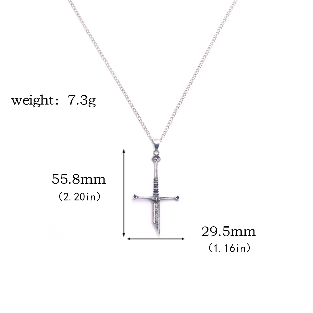 Vintage Narsil Broken Sword Necklace For Men Women Moveis Jewelry Cosplay Cool Punk Sword Pendant Necklace Accessories Gift