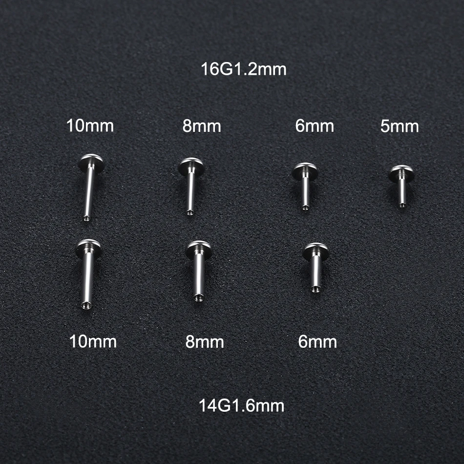 10Pcs/50Pcs G23 Titanium Labret Barbell Parts for Lip Piercing Earring Stud Internally Threaded Piercing Replacement Accessories