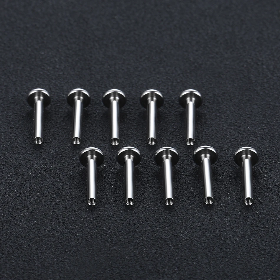 10Pcs/50Pcs G23 Titanium Labret Barbell Parts for Lip Piercing Earring Stud Internally Threaded Piercing Replacement Accessories