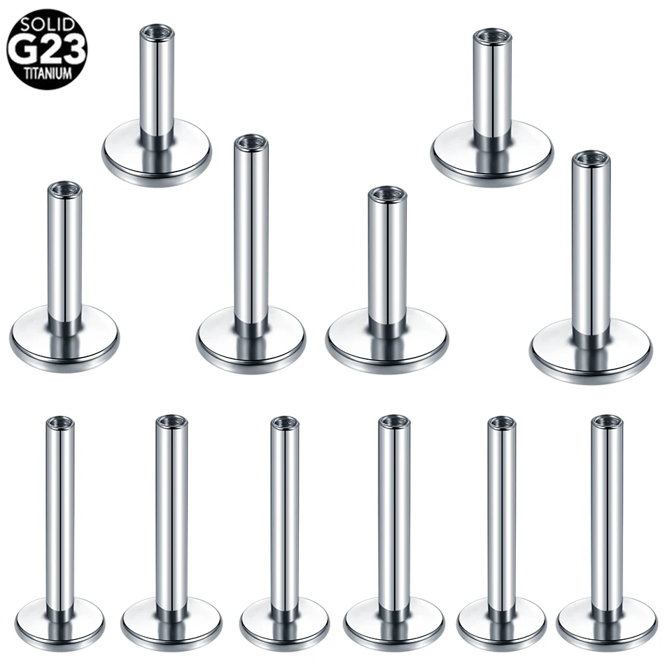 10Pcs/50Pcs G23 Titanium Labret Barbell Parts for Lip Piercing Earring Stud Internally Threaded Piercing Replacement Accessories