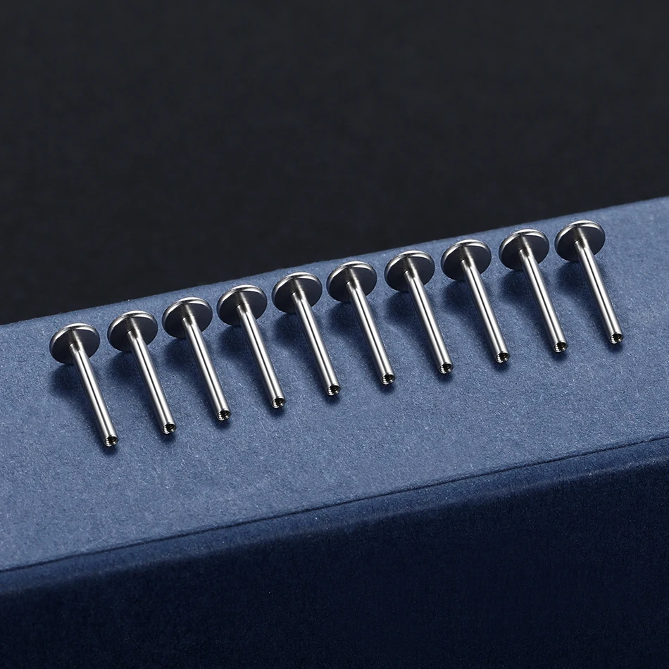 10Pcs/50Pcs G23 Titanium Labret Barbell Parts for Lip Piercing Earring Stud Internally Threaded Piercing Replacement Accessories