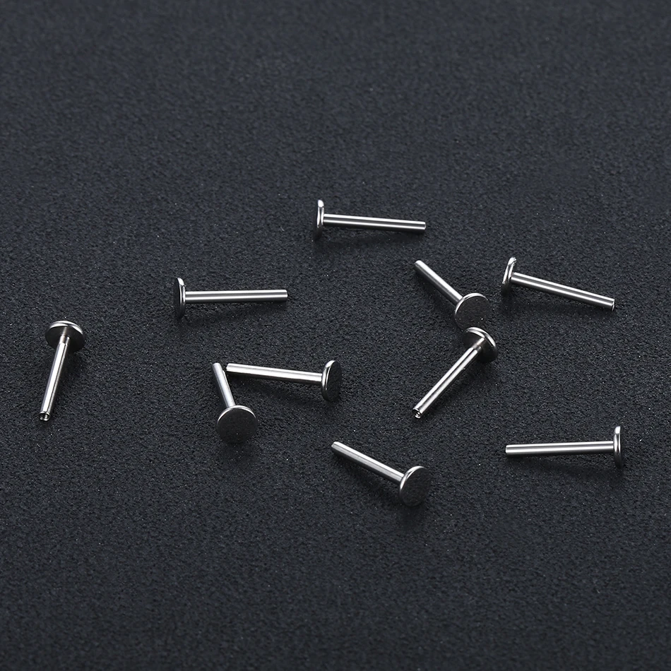 10Pcs/50Pcs G23 Titanium Labret Barbell Parts for Lip Piercing Earring Stud Internally Threaded Piercing Replacement Accessories