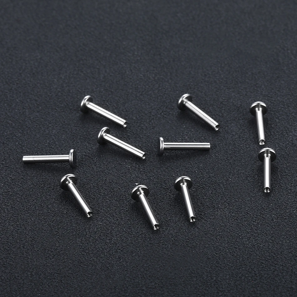 10Pcs/50Pcs G23 Titanium Labret Barbell Parts for Lip Piercing Earring Stud Internally Threaded Piercing Replacement Accessories