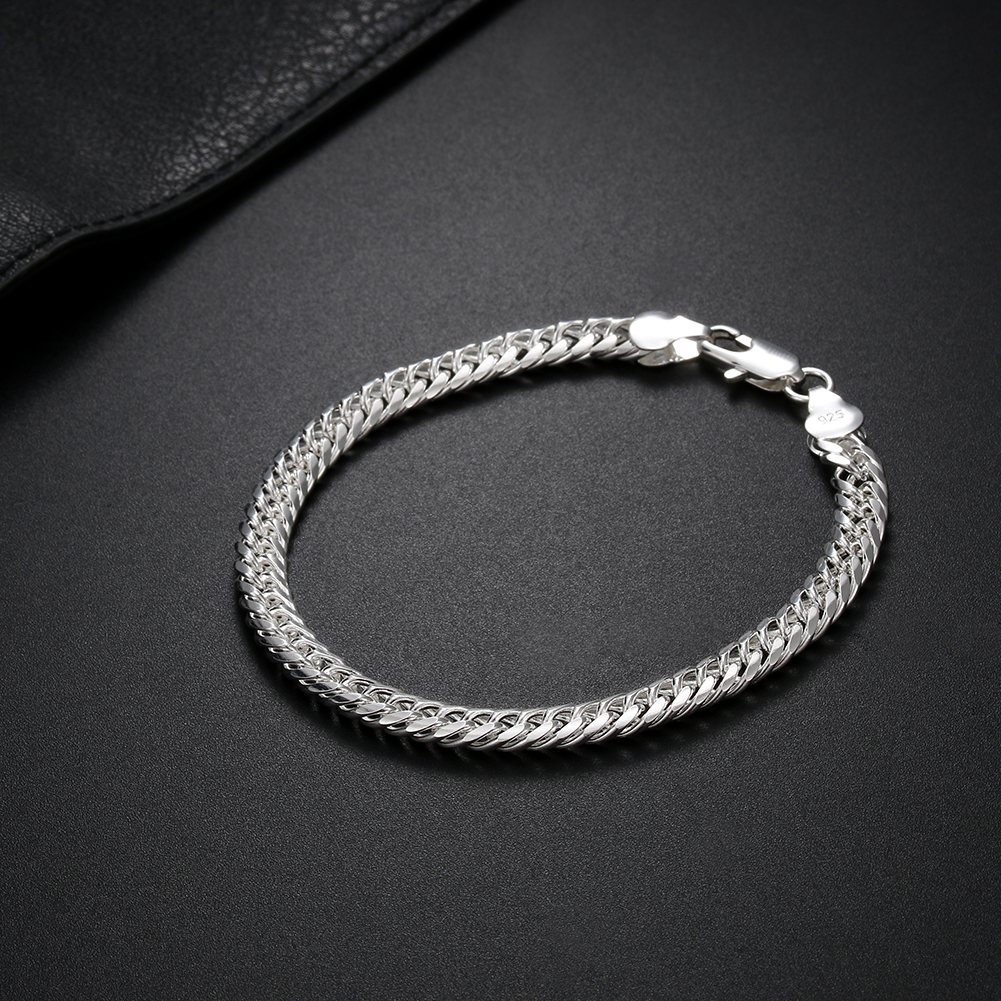 Fashion Original Brand 925 Stamped Silver Color Man 6MM Geometric Chain Bracelets Neckalces for Women Party Wedding Jewelry Sets