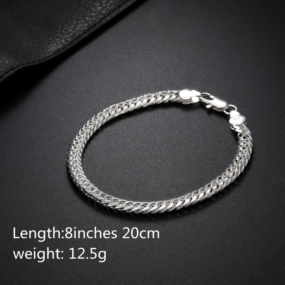 Fashion Original Brand 925 Stamped Silver Color Man 6MM Geometric Chain Bracelets Neckalces for Women Party Wedding Jewelry Sets