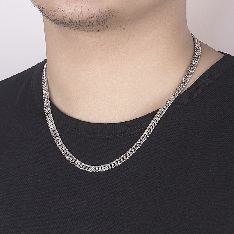 Fashion Original Brand 925 Stamped Silver Color Man 6MM Geometric Chain Bracelets Neckalces for Women Party Wedding Jewelry Sets