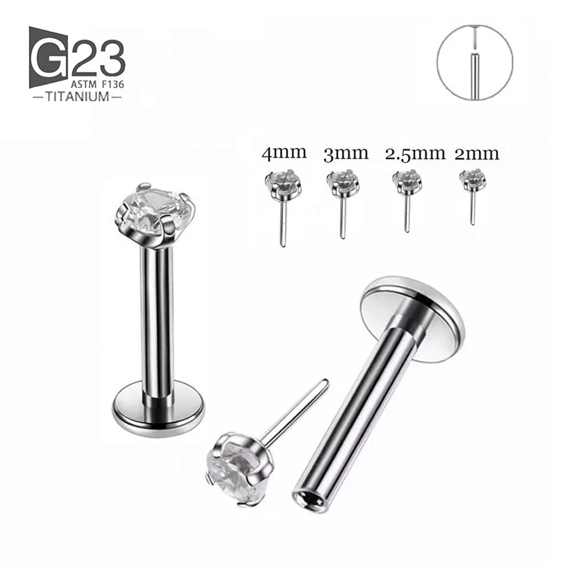 10pcs G23 Titanium Labret Piercing 16G Lip Ring Crystal Lip Piercing Tragus Earring Cartilage Stud Body Pircing Jewelry