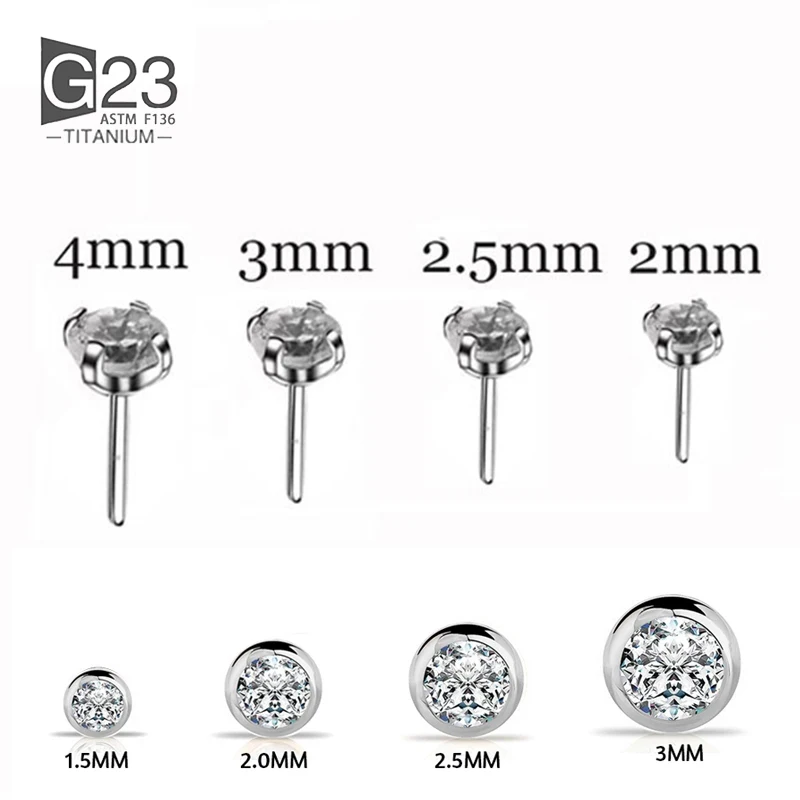 10pcs G23 Titanium Labret Piercing 16G Lip Ring Crystal Lip Piercing Tragus Earring Cartilage Stud Body Pircing Jewelry