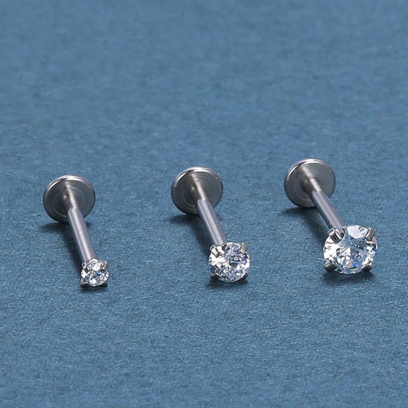 10pcs G23 Titanium Labret Piercing 16G Lip Ring Crystal Lip Piercing Tragus Earring Cartilage Stud Body Pircing Jewelry