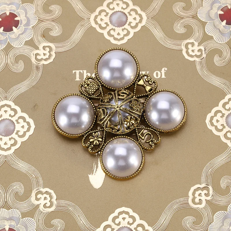Baroque Vintage Cross Pearl Rhinestone Brooches Pins For Women Lady Luxury Exquitsite Badges Retro Wedding Party Corsage Brooch
