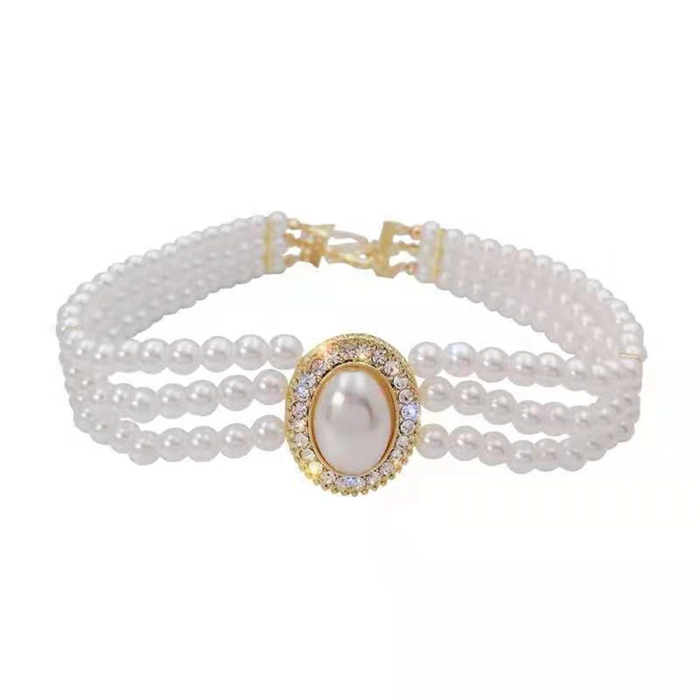 Luxury Vintage Three-layer Pearl Collar Choker, 2024 New In Trend Jewelry Fashion Woman's Choker Necklace on the Neck Party Gift