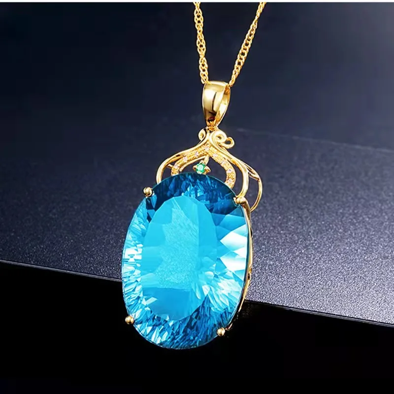 Fashion Income Water Drop Carat Swiss Queen Necklace European and American Queen Crown Jewelry Pendant Gift Goddess