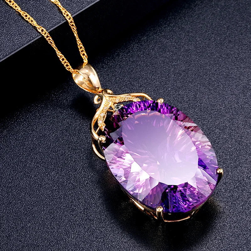 Fashion Income Water Drop Carat Swiss Queen Necklace European and American Queen Crown Jewelry Pendant Gift Goddess
