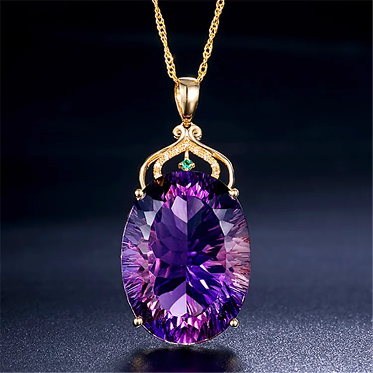 Fashion Income Water Drop Carat Swiss Queen Necklace European and American Queen Crown Jewelry Pendant Gift Goddess