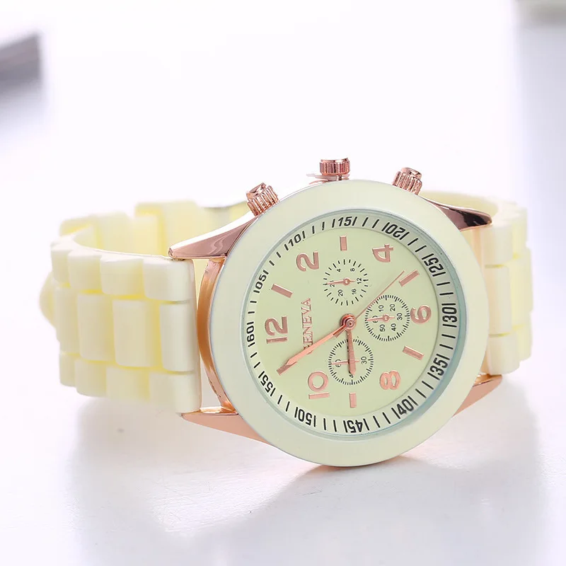Famous Brand Geneva Ladies Fashion Watch Male and Female Student Silicone Quartz WristWatch Clock Wholesale Relogio Feminino