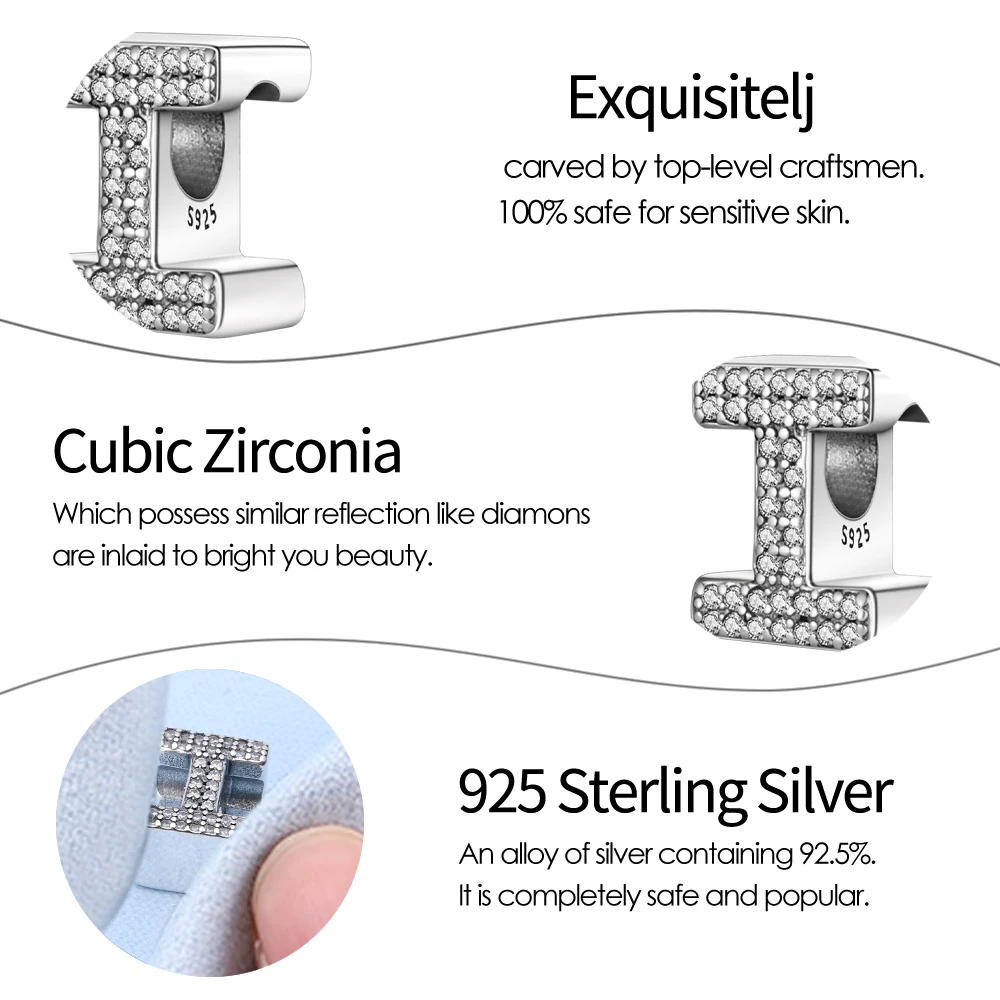 Fit Qikaola Bracelets Charms Plata De Ley 925 Silver 26 Alphabet Letters Charms Beads For Women Fine DIY Birthday Jewelry Gifts