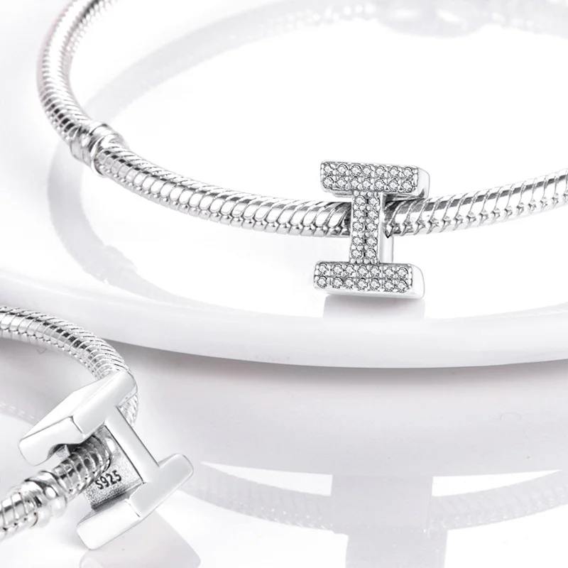 Fit Qikaola Bracelets Charms Plata De Ley 925 Silver 26 Alphabet Letters Charms Beads For Women Fine DIY Birthday Jewelry Gifts
