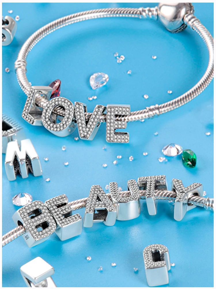 Fit Qikaola Bracelets Charms Plata De Ley 925 Silver 26 Alphabet Letters Charms Beads For Women Fine DIY Birthday Jewelry Gifts
