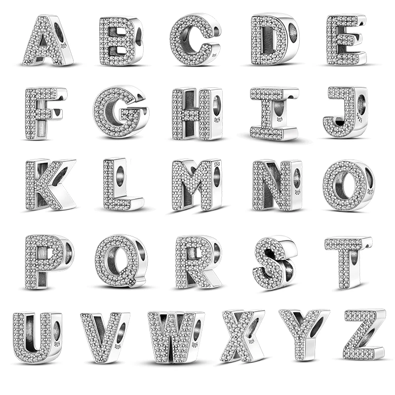 Fit Qikaola Bracelets Charms Plata De Ley 925 Silver 26 Alphabet Letters Charms Beads For Women Fine DIY Birthday Jewelry Gifts