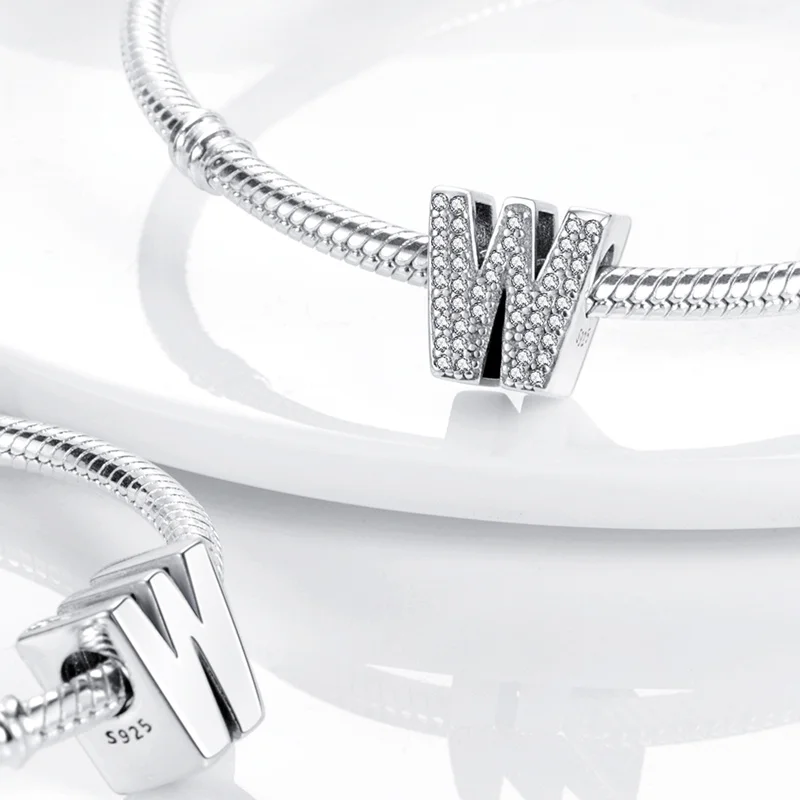 Fit Qikaola Bracelets Charms Plata De Ley 925 Silver 26 Alphabet Letters Charms Beads For Women Fine DIY Birthday Jewelry Gifts