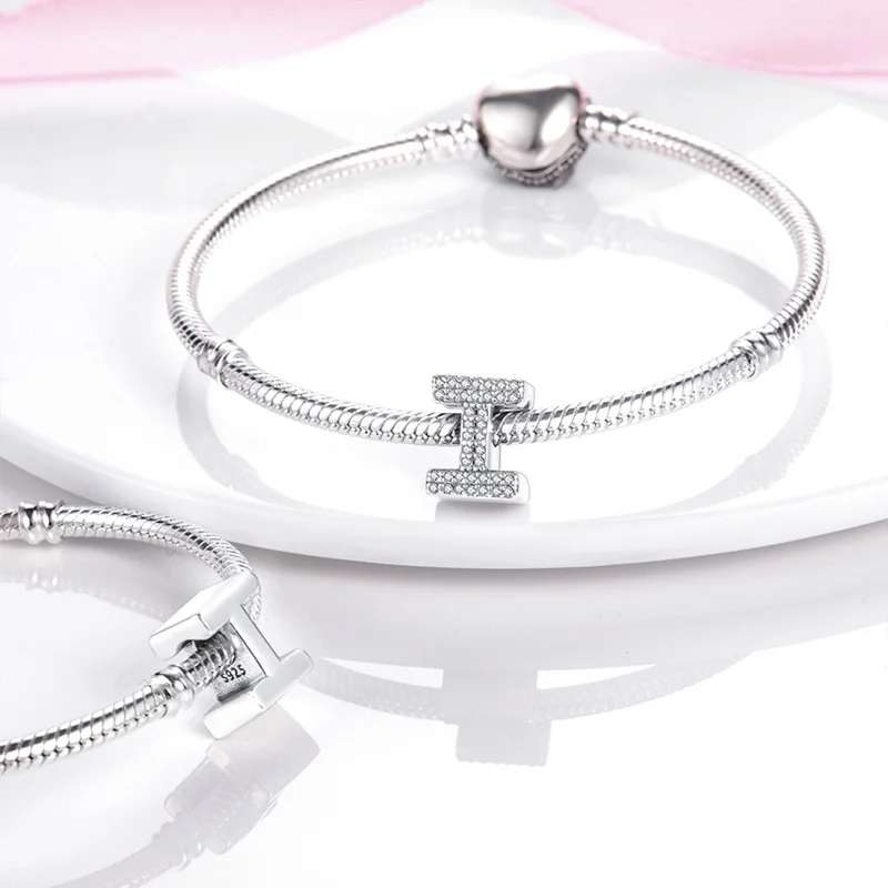Fit Qikaola Bracelets Charms Plata De Ley 925 Silver 26 Alphabet Letters Charms Beads For Women Fine DIY Birthday Jewelry Gifts
