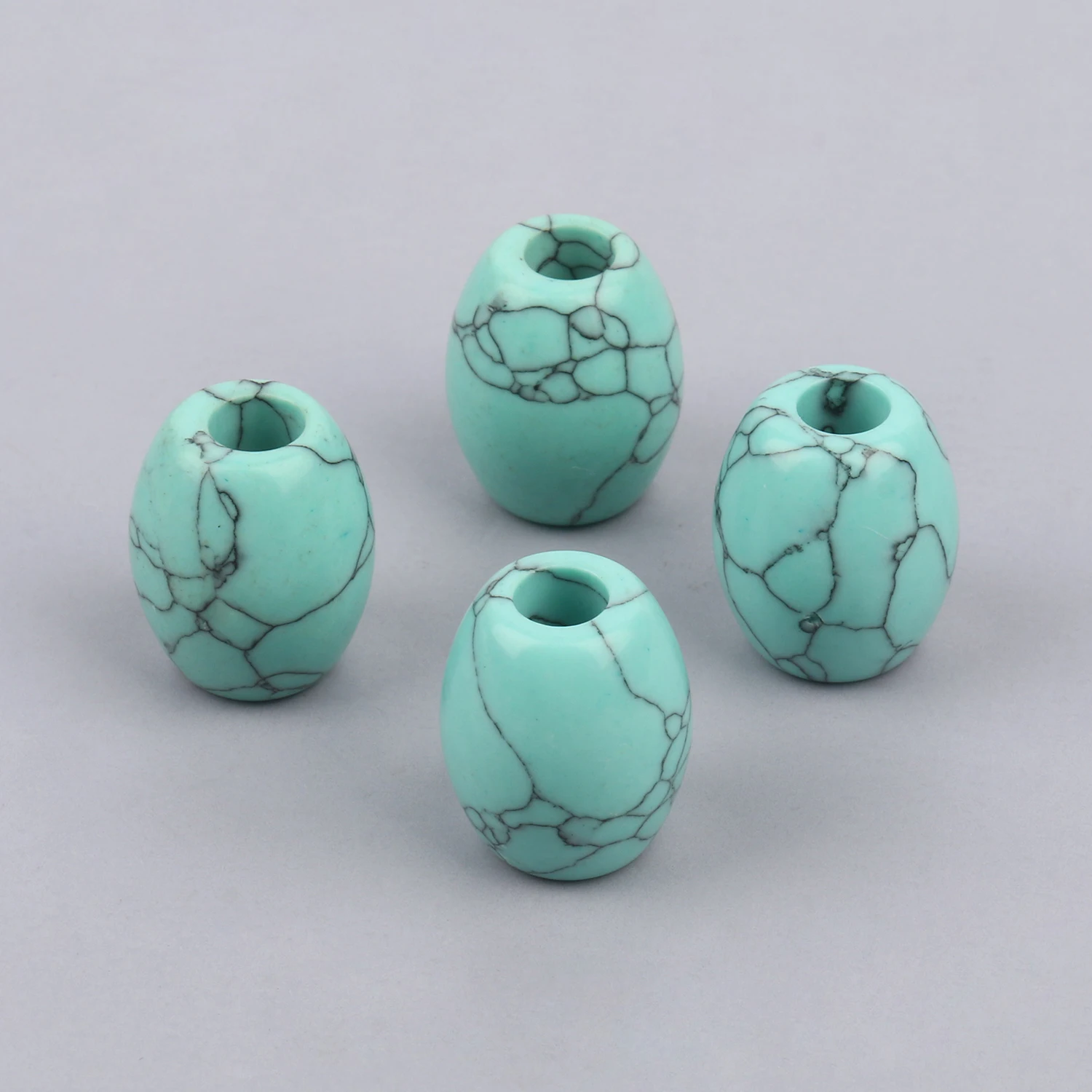 1pcs Natural Stone Turquoise Wood Jasper Opal 16x18mm Big Hole Oval Shape Loose Beads For Crafts DIY Jewelry Making Necklace