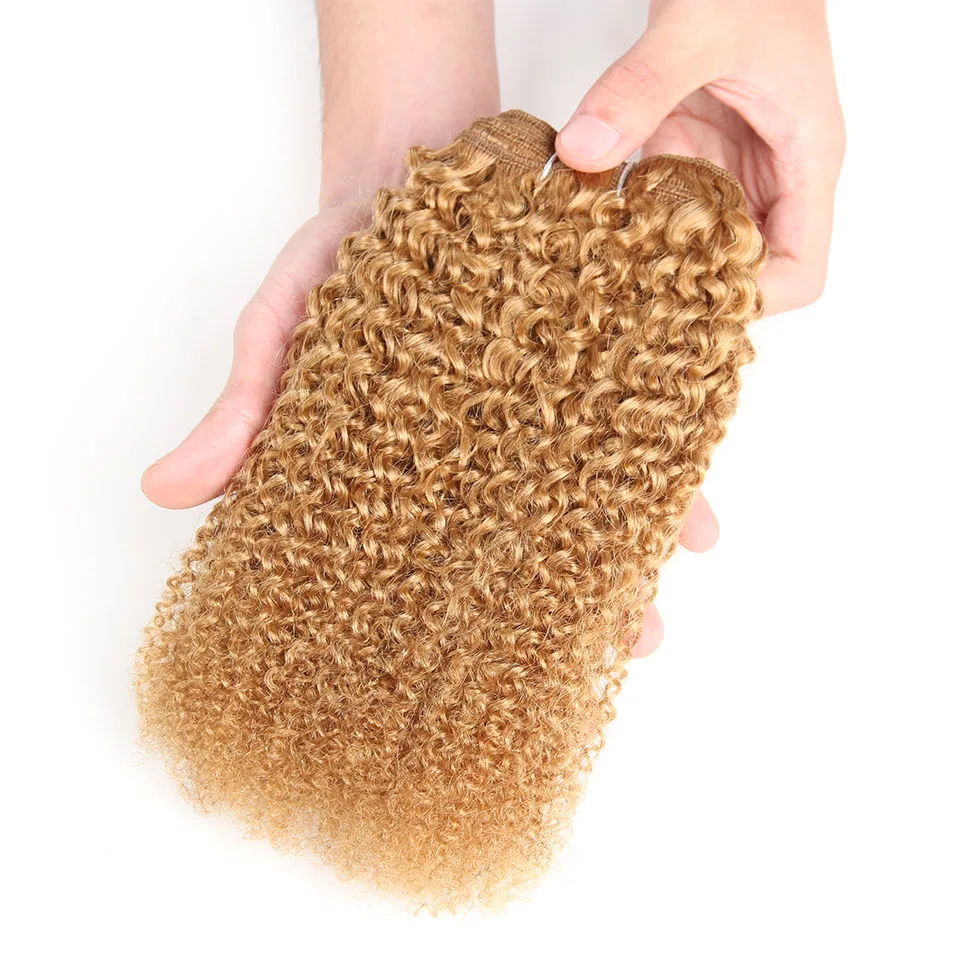 Sleek Afro Kinky Weave Curly Hair 1 Piece Only Brazilian Human Hair Weave Bundles Deal #27 #30 Red Remy Hair Extension Free Ship