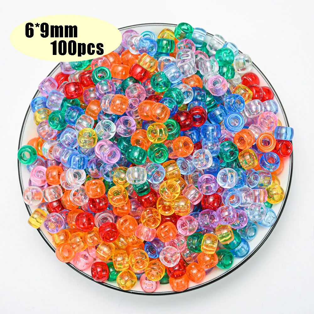 Colorful Pony Beads Fashion Big Hole Beads Kids DIY Bracelet Necklace Making HandCrafts Girls Hair Beads Wholesale