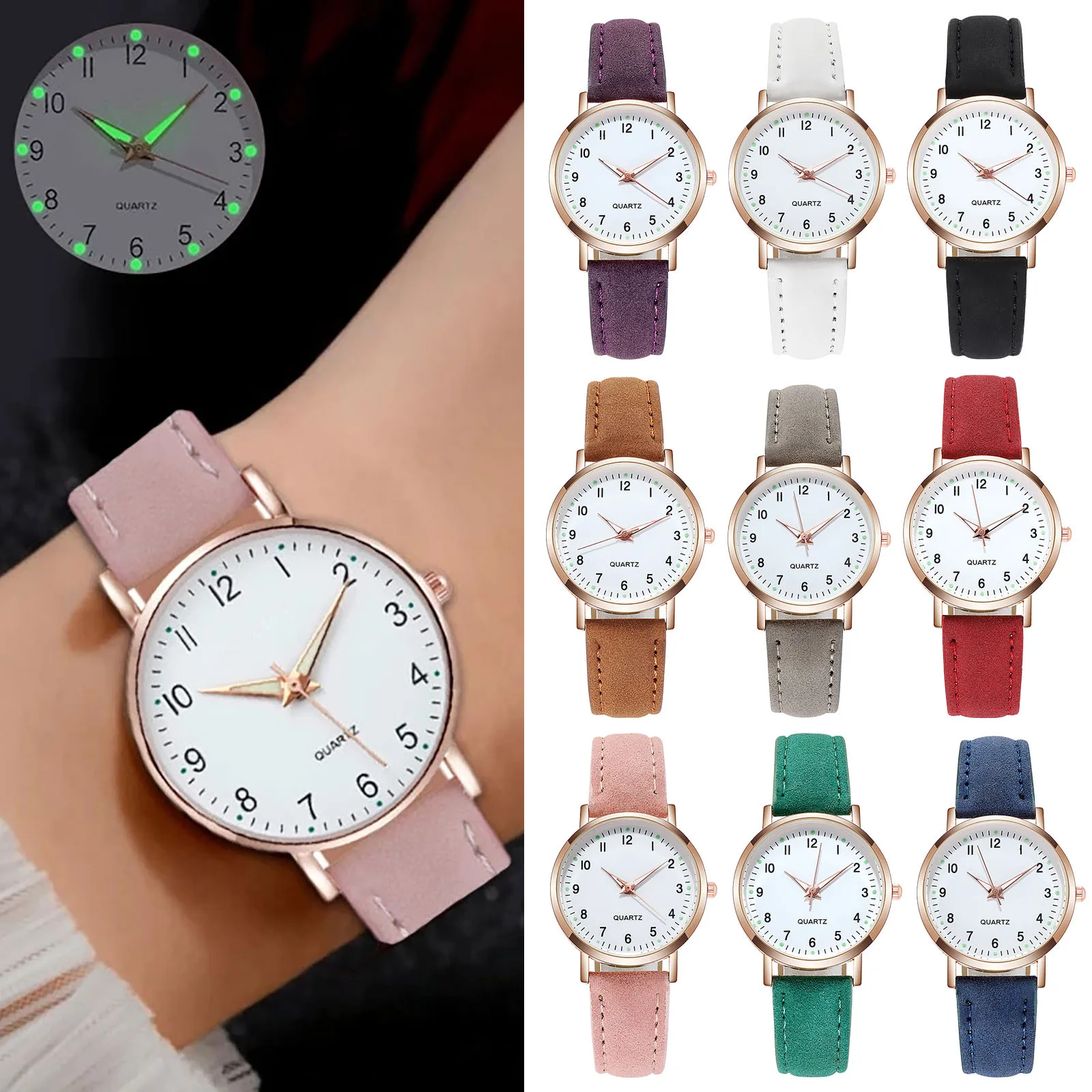 Luxury Watches For Women Diamond-studded Luminous Retro Female Watch Ladies Belt Back Light Quartz Wristwatches Montre Femme