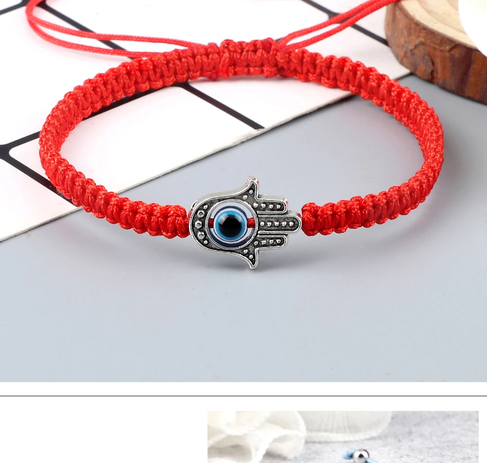 New Prayer Hand of Fatima Evil Eye Braided Bracelet Red Black Color Nylon Thread Lucky Couple Bracelet&Bangles Jewelry Men Women