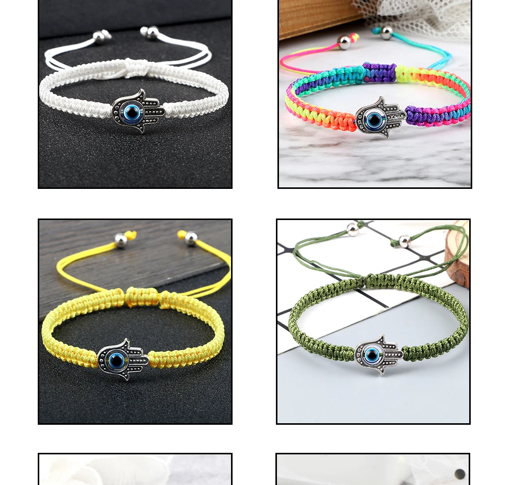 New Prayer Hand of Fatima Evil Eye Braided Bracelet Red Black Color Nylon Thread Lucky Couple Bracelet&Bangles Jewelry Men Women