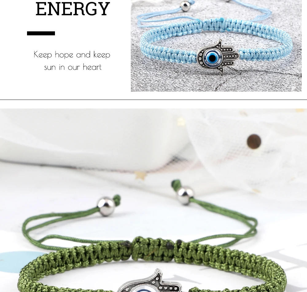 New Prayer Hand of Fatima Evil Eye Braided Bracelet Red Black Color Nylon Thread Lucky Couple Bracelet&Bangles Jewelry Men Women