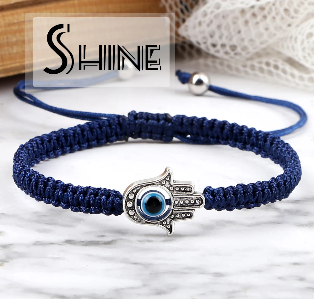 New Prayer Hand of Fatima Evil Eye Braided Bracelet Red Black Color Nylon Thread Lucky Couple Bracelet&Bangles Jewelry Men Women