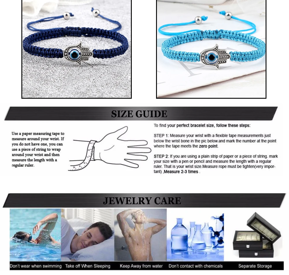 New Prayer Hand of Fatima Evil Eye Braided Bracelet Red Black Color Nylon Thread Lucky Couple Bracelet&Bangles Jewelry Men Women