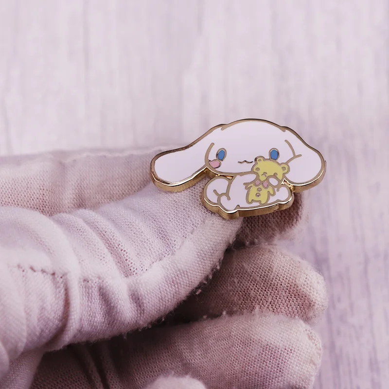 Cute Big Eared Dog With Bear Brooch Cartoon Mascot Badge Shirt Backpack Decoration