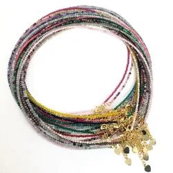 Natural 4mm Crystal Quartz Tourmaline Lapis Lazuli Beads Necklace Garnet Multiple Colors Gifts for Girls Fashion Bracelet Choker
