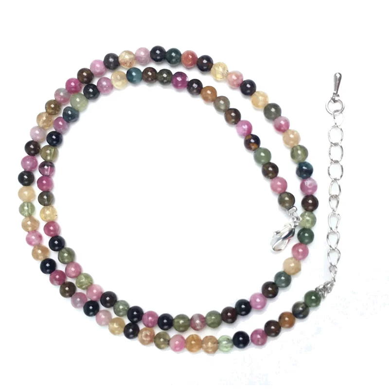 Natural 4mm Crystal Quartz Tourmaline Lapis Lazuli Beads Necklace Garnet Multiple Colors Gifts for Girls Fashion Bracelet Choker