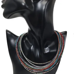 Natural 4mm Crystal Quartz Tourmaline Lapis Lazuli Beads Necklace Garnet Multiple Colors Gifts for Girls Fashion Bracelet Choker