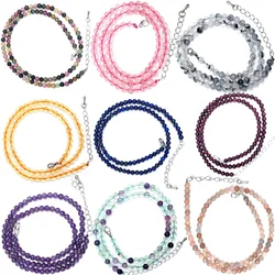 Natural 4mm Crystal Quartz Tourmaline Lapis Lazuli Beads Necklace Garnet Multiple Colors Gifts for Girls Fashion Bracelet Choker