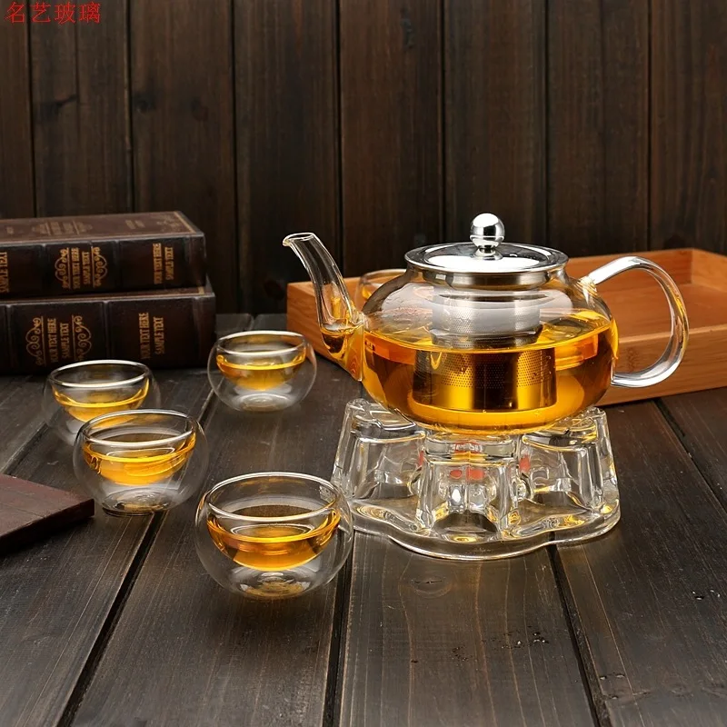 High quality Teapot Heat Resistant Glass Pot Flower Tea Set Kettle Coffee Tea Pot Drinkware Set Stainless Steel Strainer Tea pot
