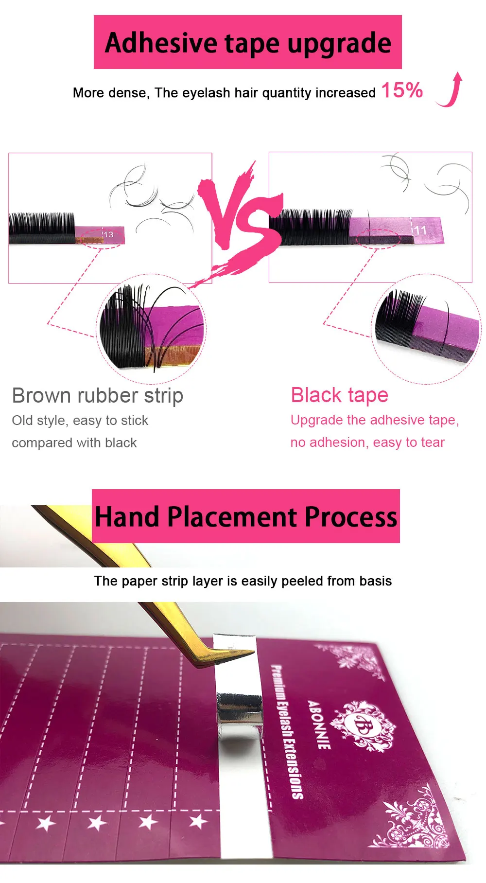 Abonnie 12Rows Faux Lash Individual Eyelash Extension Lashes Maquiagem Cilios for Professionals Soft Natural Eyelash Extension