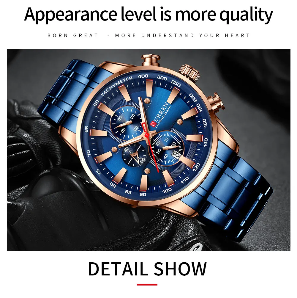 CURREN New Mens Watches Quartz Business Waterproof Watch Man Watches Top Brand Luxury WristWatch Men Chronograph Reloj Hombre