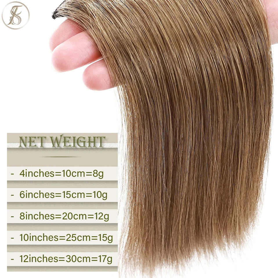TESS Clip In Human Hair Extensions 100% Natural Extension Hair Clip 8cm Hairpiece Replenish Hair Volume Clip In Natural Hair