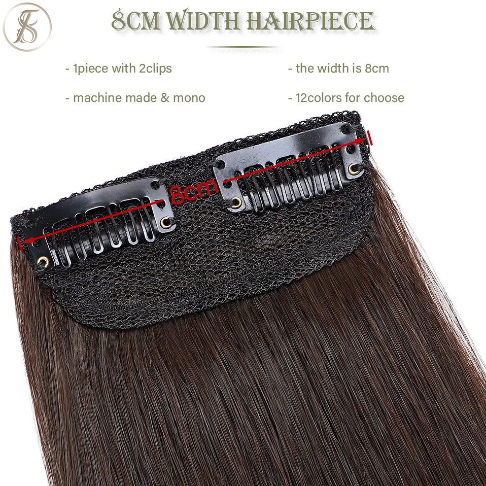 TESS Clip In Human Hair Extensions 100% Natural Extension Hair Clip 8cm Hairpiece Replenish Hair Volume Clip In Natural Hair