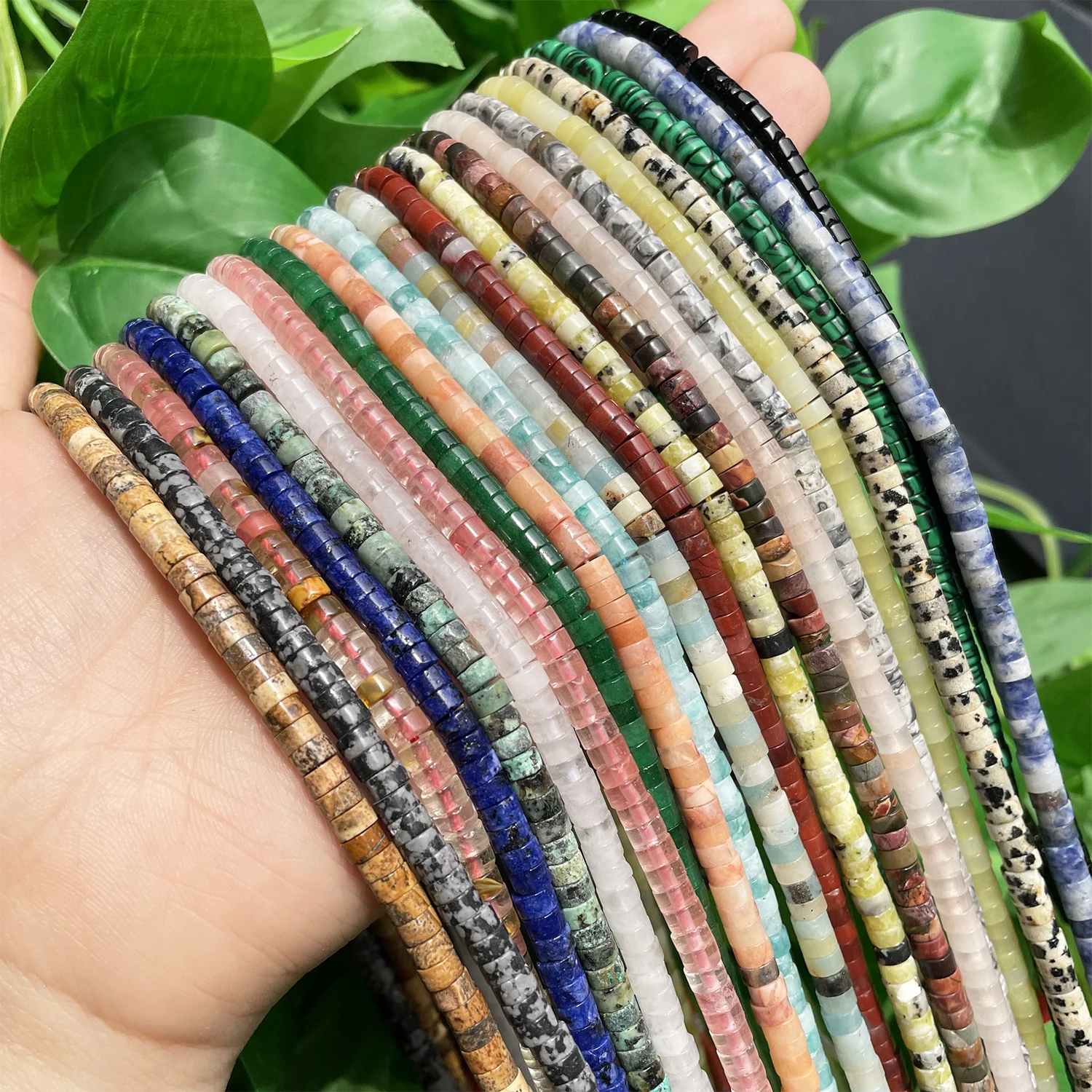 Natural Turquoises Quartz Lapis Lazuli Rondelle Spacer Beads 4*2mm Flat Round Disc Stone Beads for Jewelry DIY Making Bracelet