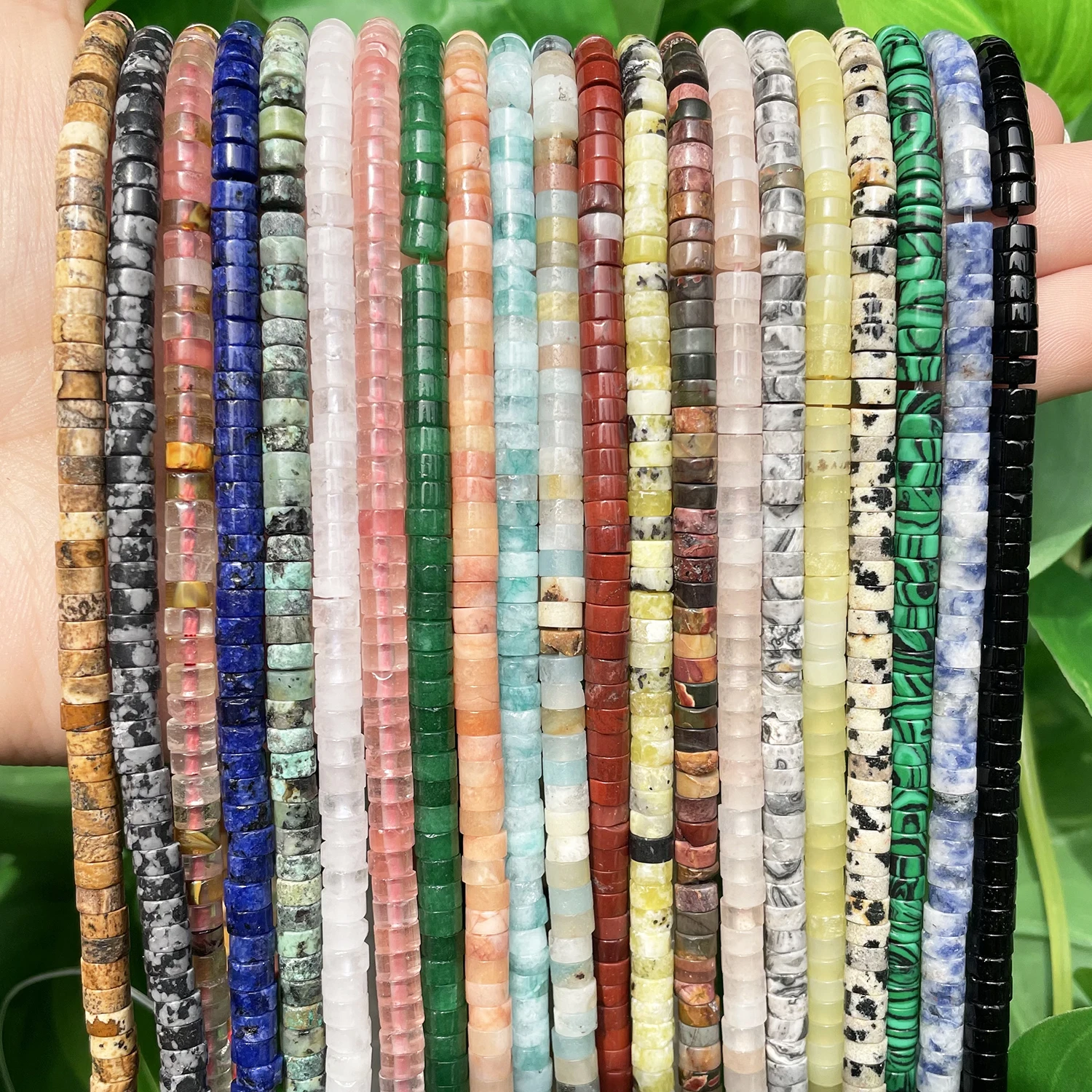 Natural Turquoises Quartz Lapis Lazuli Rondelle Spacer Beads 4*2mm Flat Round Disc Stone Beads for Jewelry DIY Making Bracelet