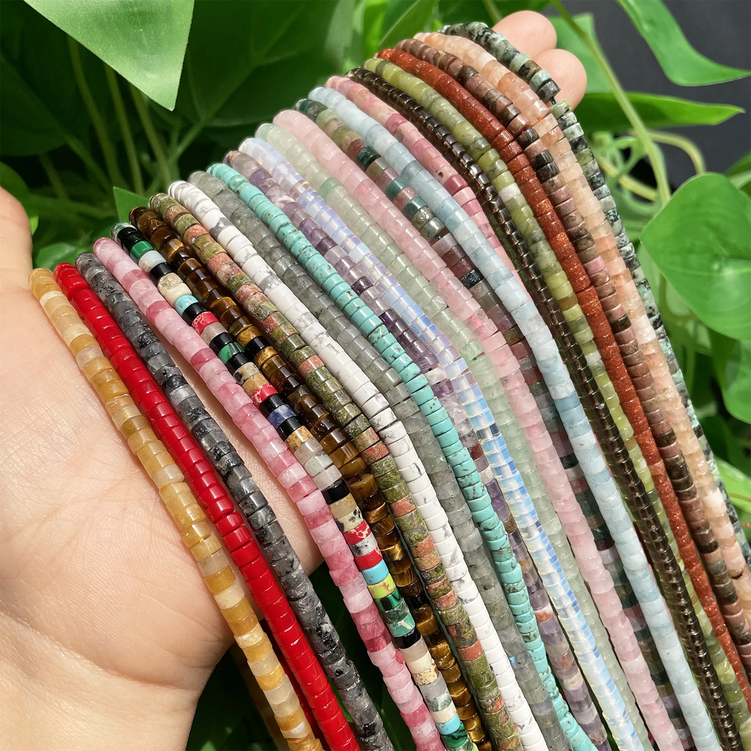 Natural Turquoises Quartz Lapis Lazuli Rondelle Spacer Beads 4*2mm Flat Round Disc Stone Beads for Jewelry DIY Making Bracelet